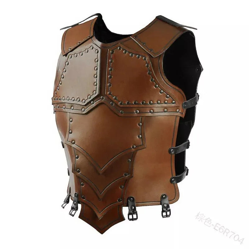 Steampunk – armure Viking réglable en Faux cuir, clôture équestre, poitrine et plaque arrière pour Costume de Cosplay d'halloween médiéval