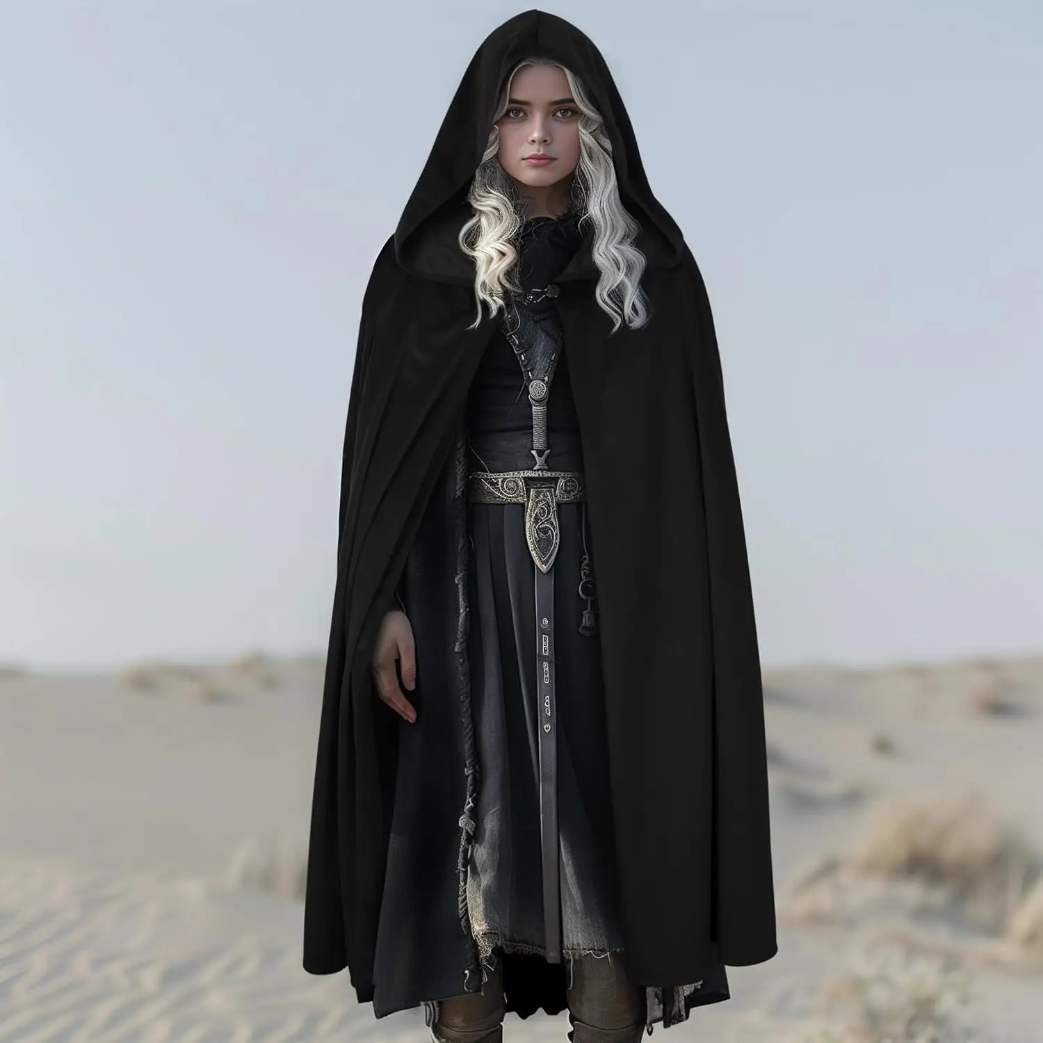 HOMELEX Cape à capuche Halloween Costume médiéval Cosplay Cape courte pour hommes et femmes