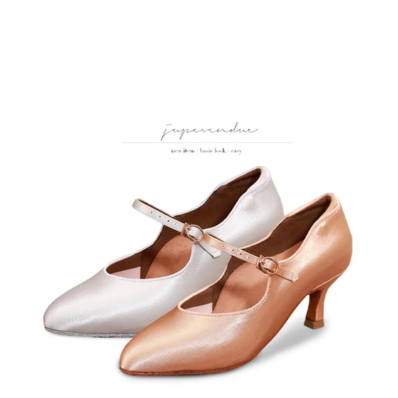 Chaussures de danse modernes pour femmes, baskets Standard en Satin à semelles souples, chaussures d'entraînement pour salle de bal, valse, Tango pour dames