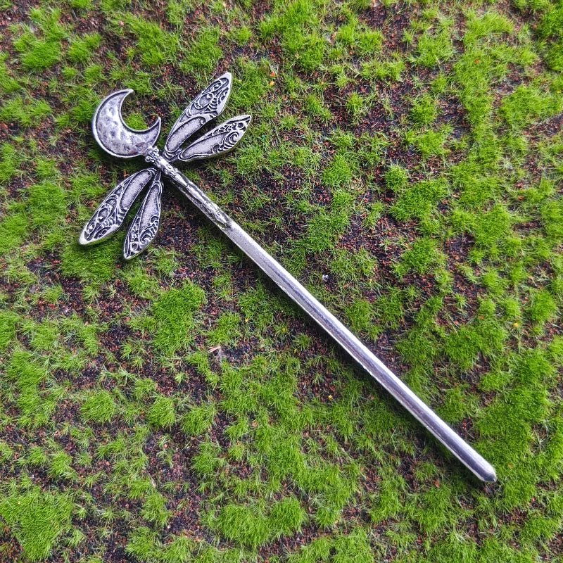 Bâtonnets à cheveux Dragon éthique, hache argentée, épée, accessoires pour cheveux, sorcière, serpent, Triple lune, pentagramme, épingle à cheveux