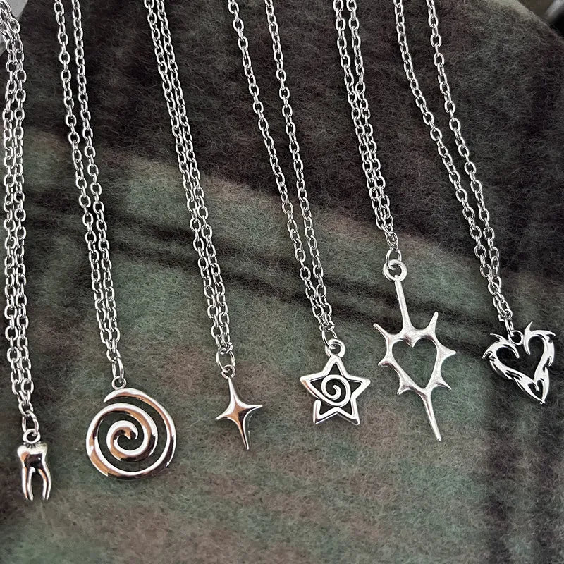 Y2K Flail – collier avec pendentif en forme de cœur et de dents pour femmes et hommes, breloque Grunge Punk, bijoux à la mode ﻿