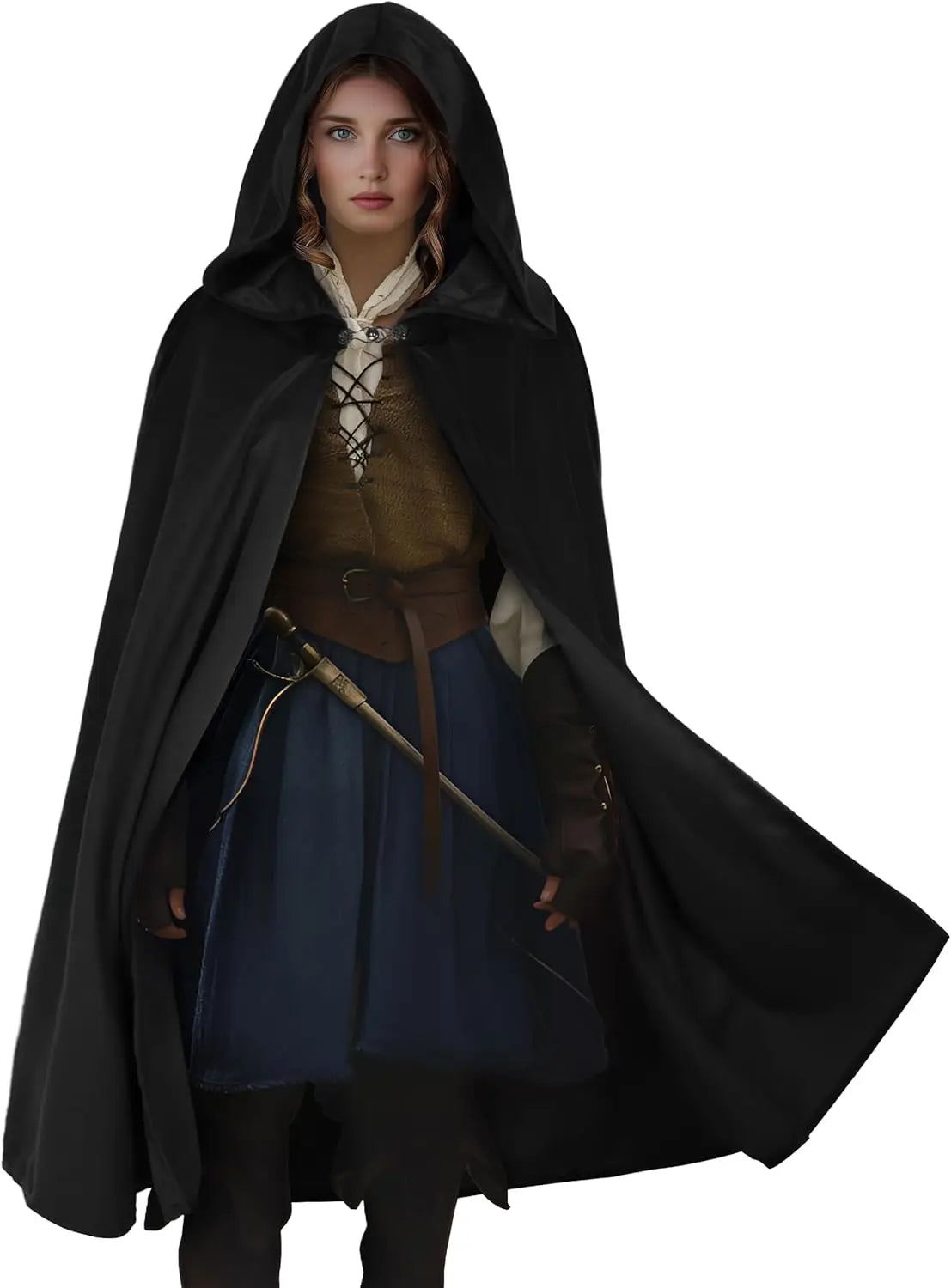 HOMELEX Cape à capuche Halloween Costume médiéval Cosplay Cape courte pour hommes et femmes