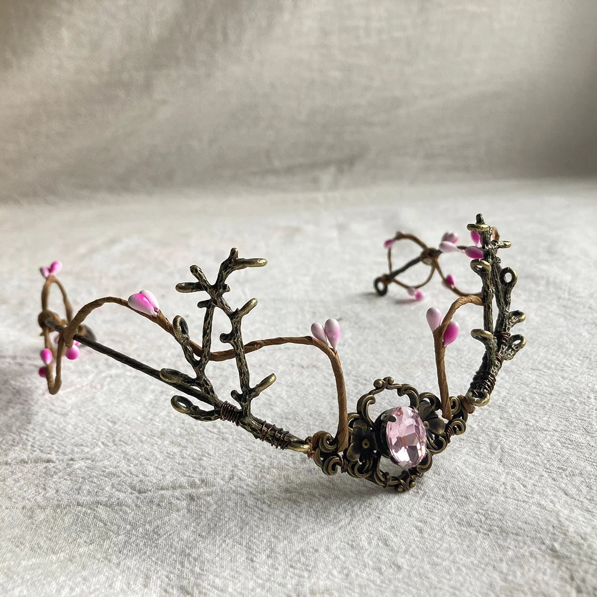 Couronne de souffle elfique, calcul de terre, blush, fleur dégradée, elfe, diadème, pièce de sauna, bébé