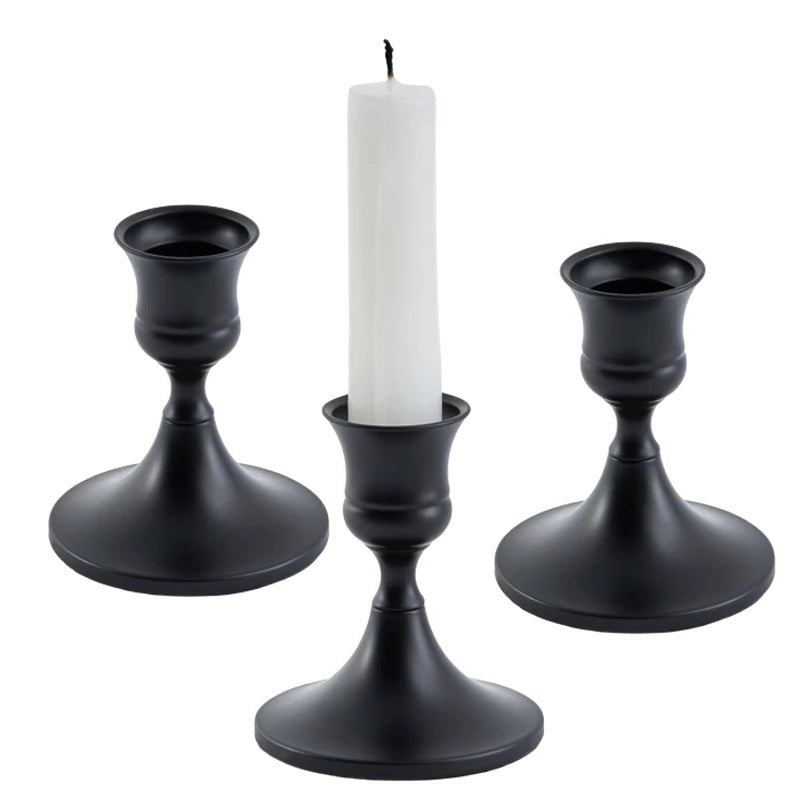 Kit de bougeoirs en laiton doré, 3 pièces, ensemble de bougeoirs décoratifs, support pour fête de mariage et salle à manger