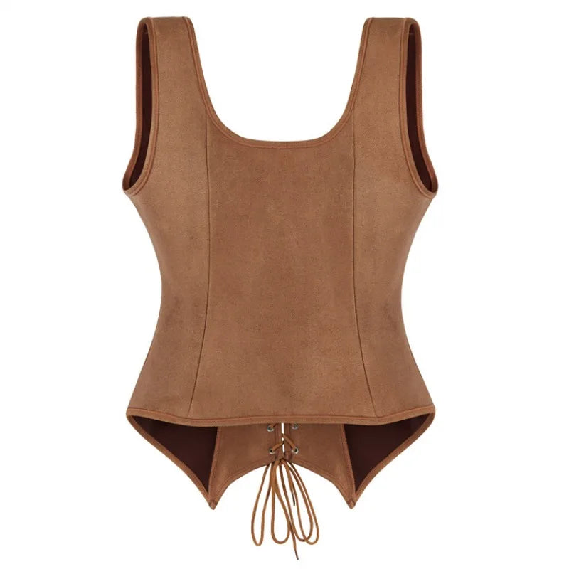 Corset en daim Vintage pour femmes médiévales, haut de Pirate victorien, gilet de dame, Costume de Cosplay Renaissance d'halloween