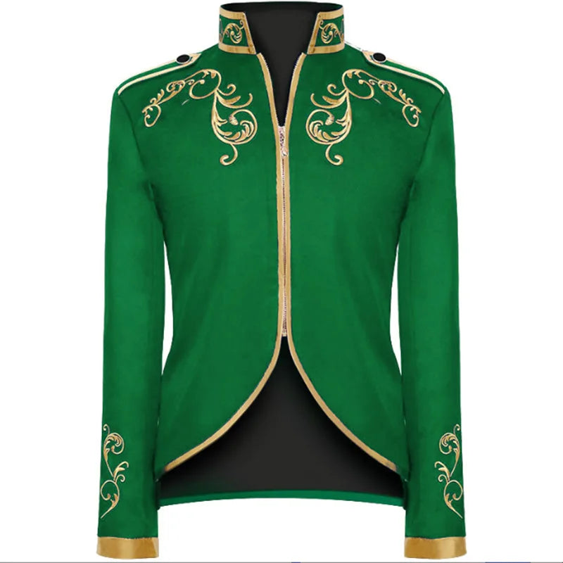 Costume à fleurs brodées pour hommes, Style britannique, blanc/bleu/rouge, manteau de fête de danse de mariage, robe de spectacle sur scène de chanteur, Blazer