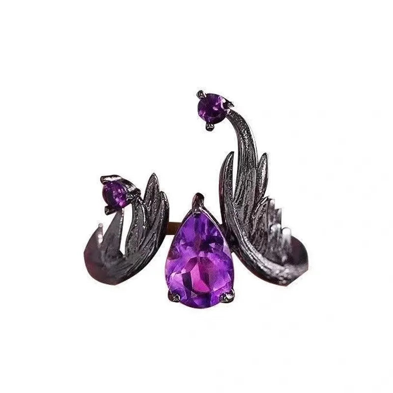 Bague elfe en Zircon violet de Style Punk rétro, anneau ouvert personnalisé, bijoux tendance et Cool pour femmes, cadeaux de vacances, nouvelle collection