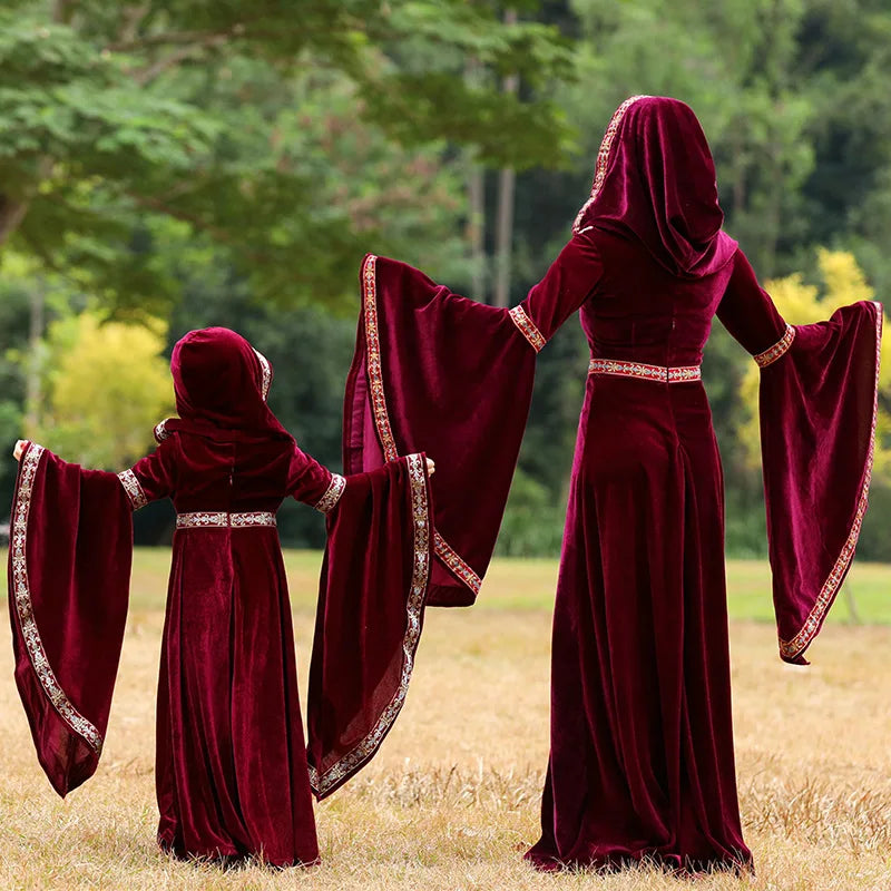 Robe à capuche de cour médiévale Vintage, Robe rouge Renaissance, petit chaperon rouge, Costume de Cosplay victorien d'halloween