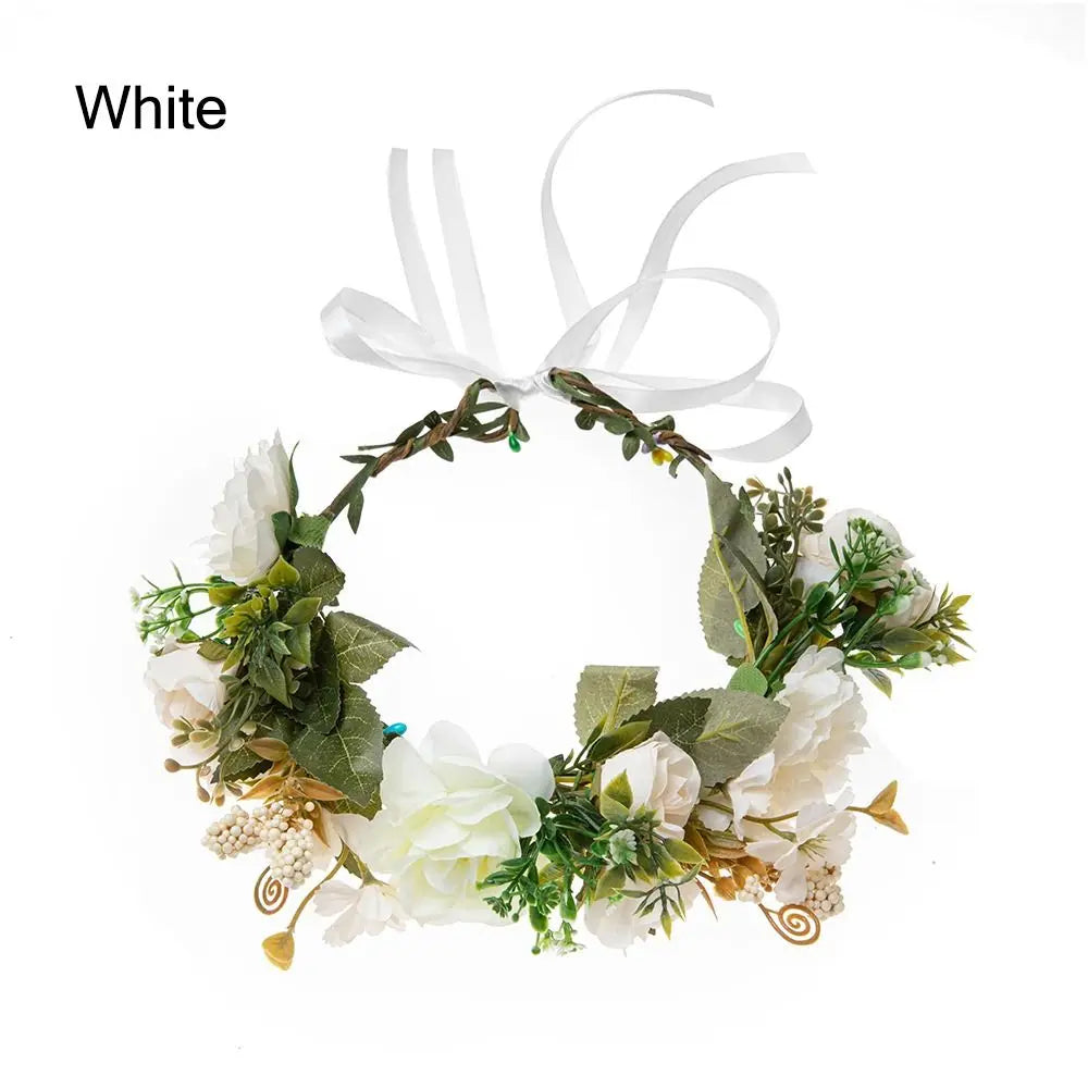 Couronne de fleurs pour femmes et filles, bande de sauna pour cuir chevelu vert, pièce de sauna, festival bohème, couronne de cheveux de mariage, accessoires photo, vêtements de sauna