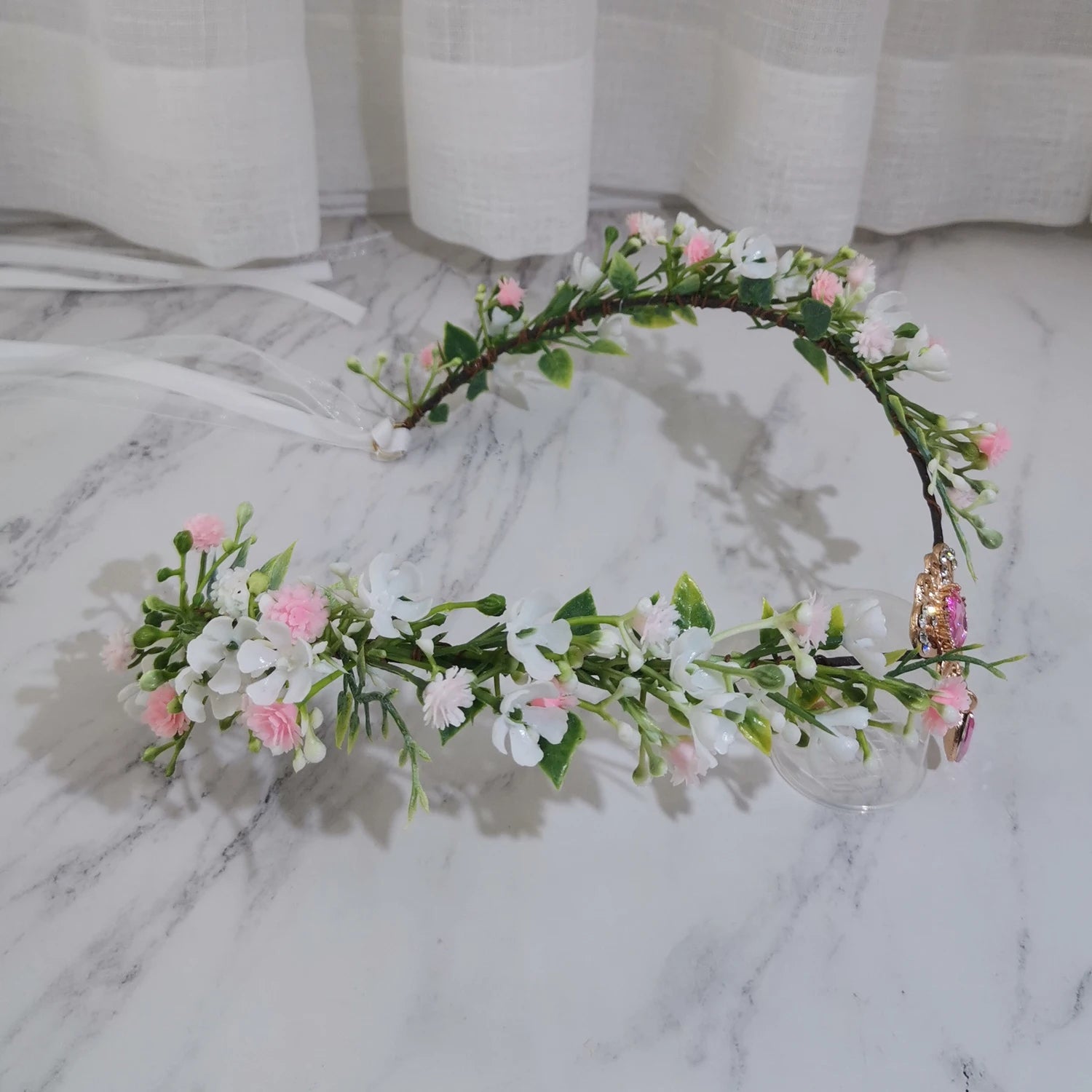Couronne de fleurs, accessoires pour cheveux, décoration de chapeau, guirlandes florales printanières avec bijoux central luxueux