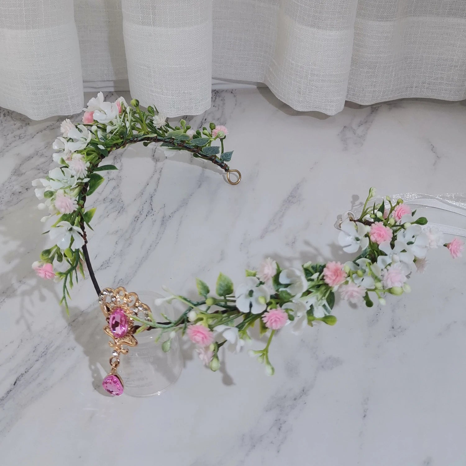 Couronne de fleurs, accessoires pour cheveux, décoration de chapeau, guirlandes florales printanières avec bijoux central luxueux