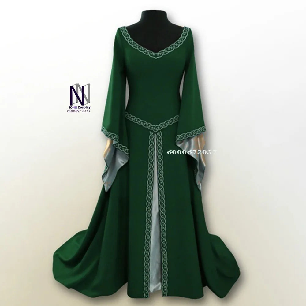 Robe de cosplay vintage médiévale Renaissance pour femme – Taille corset, longueur maxi, idéale pour Halloween