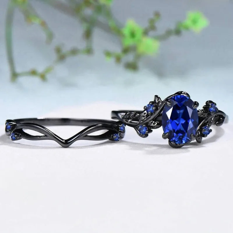 Bague pour femmes polyvalente, nouvelle mode européenne et américaine en forme de branche et de feuille incrustée de saphir avec personnalité