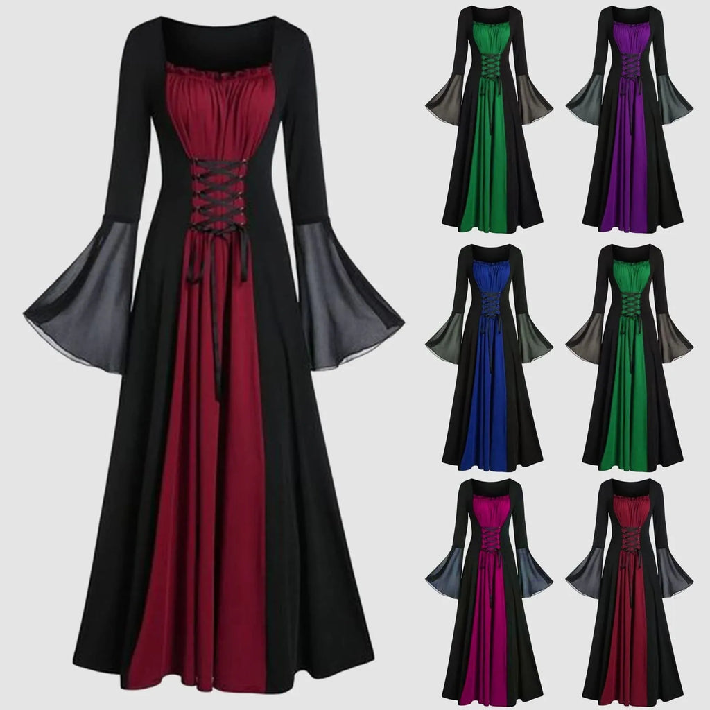 Robe de Vampire de la Renaissance médiévale pour femmes, Costume de Pirate Cosplay Vintage, déguisement de carnaval de sorcière, fête 2025