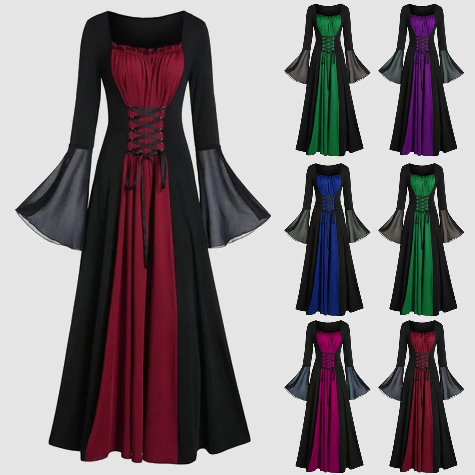 Robe de Vampire de la Renaissance médiévale pour femmes, Costume de Pirate Cosplay Vintage, déguisement de carnaval de sorcière, fête 2025