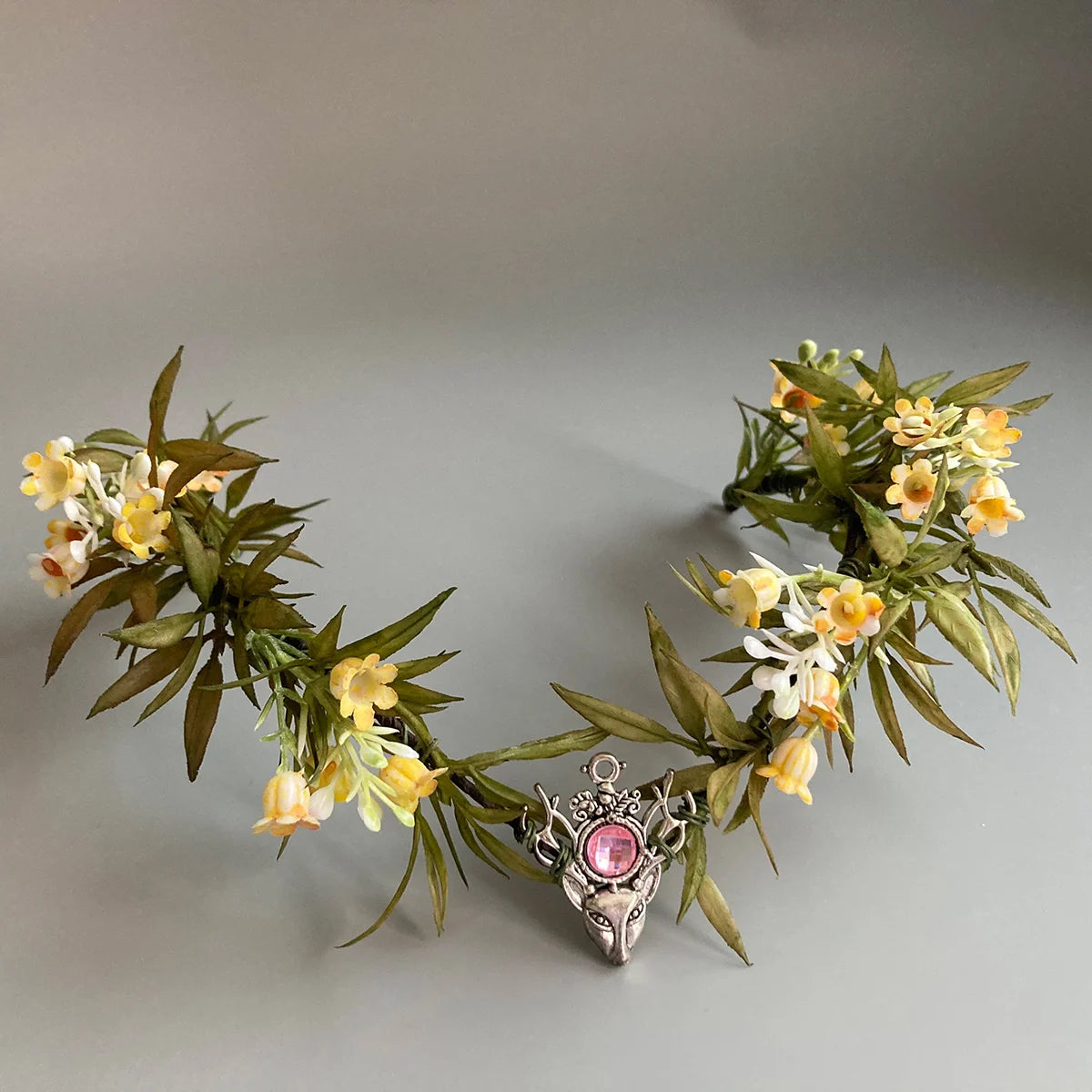 Couronne florale de diadème elfique, couronne de fleurs dégradées, terre de calcul, diadème de mariage, bandeau de demoiselle d'honneur