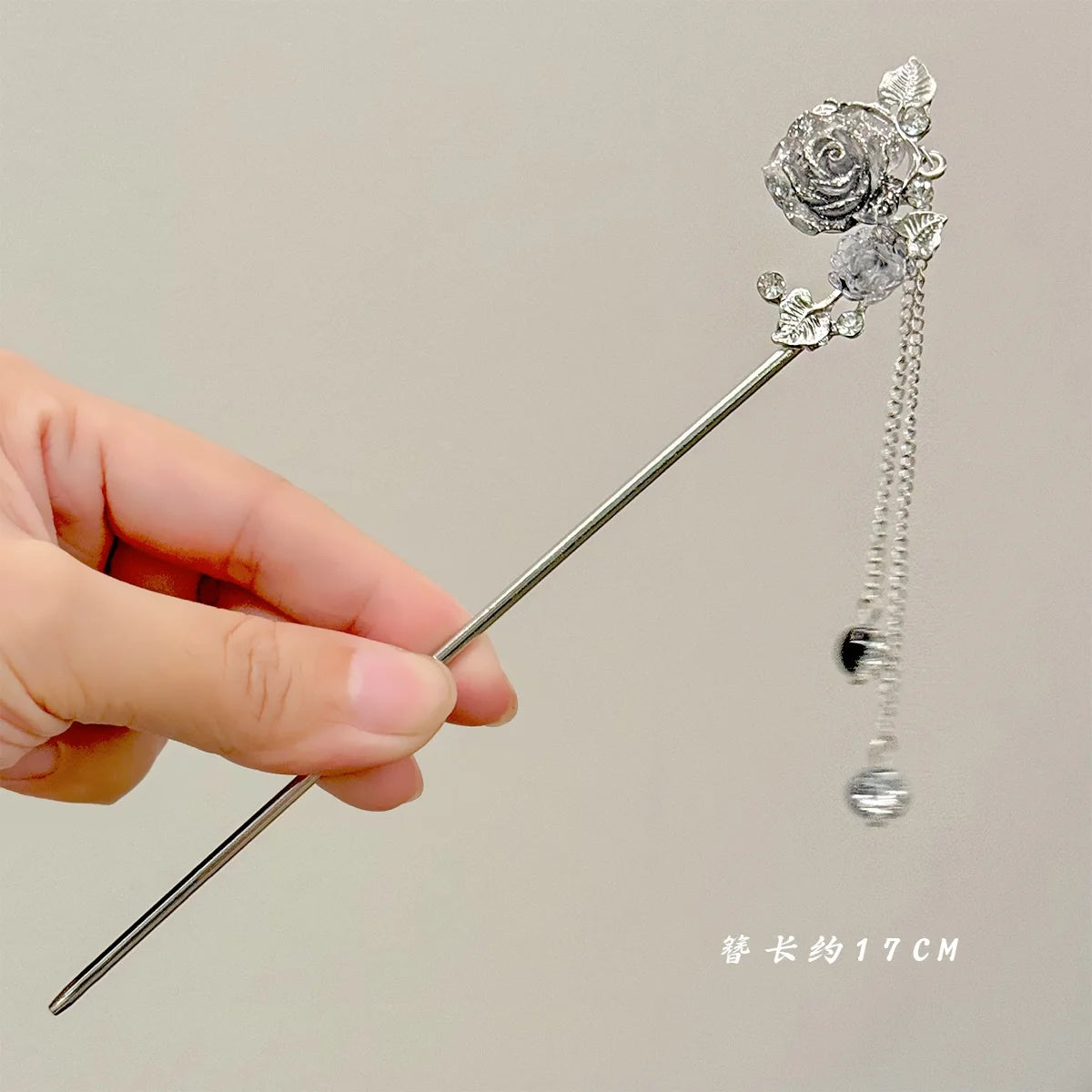 Épingle à cheveux à franges en métal pour femmes, anciers de cheveux moderne, fleur d'encre, pompon, fourcommuniste, perles noires, fermoir à cheveux, nouveaux bijoux de cheveux chinois Hanfu