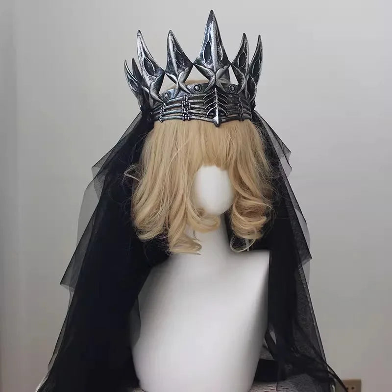 Couronne foncée gothique, voile en dentelle noire, coiffure à la mode pour femmes, accessoires Anime, accessoires de Cosplay, accessoires pour cheveux Lolita