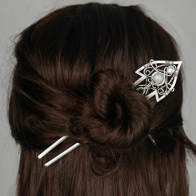 Bâtonnets à cheveux Dragon éthique, hache argentée, épée, accessoires pour cheveux, sorcière, serpent, Triple lune, pentagramme, épingle à cheveux