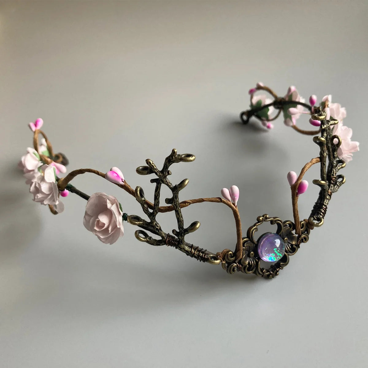 Couronne de souffle elfique, calcul de terre, blush, fleur dégradée, elfe, diadème, pièce de sauna, bébé