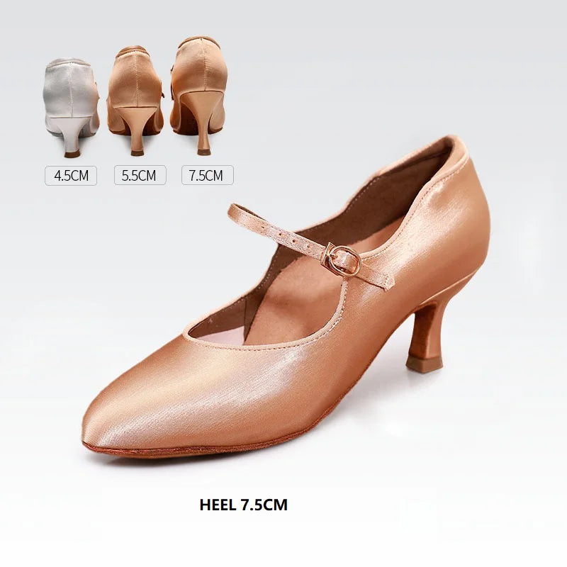 Chaussures de danse modernes pour femmes, baskets Standard en Satin à semelles souples, chaussures d'entraînement pour salle de bal, valse, Tango pour dames
