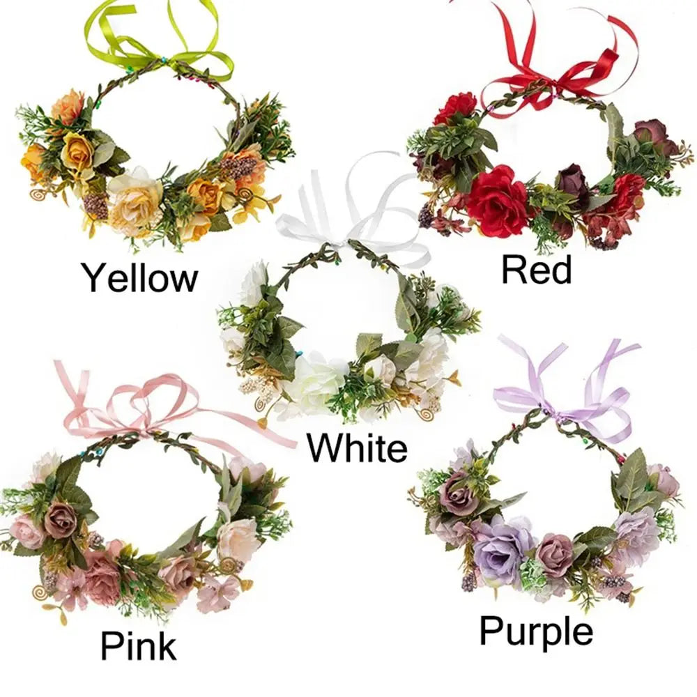Couronne de fleurs pour femmes et filles, bande de sauna pour cuir chevelu vert, pièce de sauna, festival bohème, couronne de cheveux de mariage, accessoires photo, vêtements de sauna