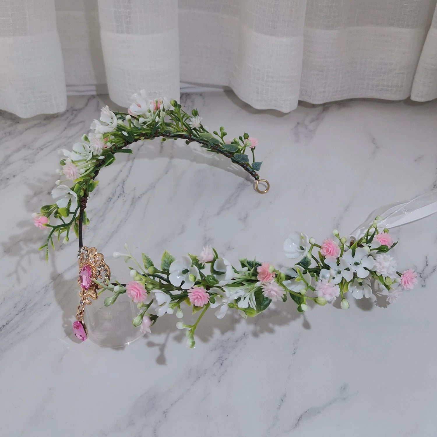 Couronne de fleurs, accessoires pour cheveux, décoration de chapeau, guirlandes florales printanières avec bijoux central luxueux
