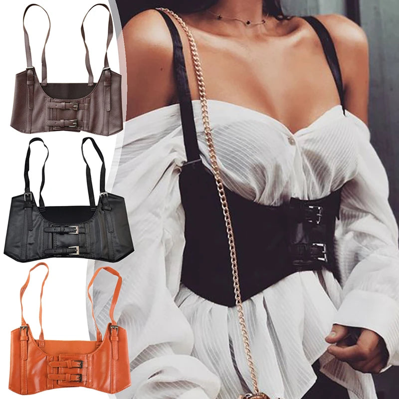 Ceinture de taille pour femmes, Corset sous le buste en cuir PU réglable, Punk Cummerbund, larges ceintures pour robe, Costume, cintré à la taille, 1 pièce