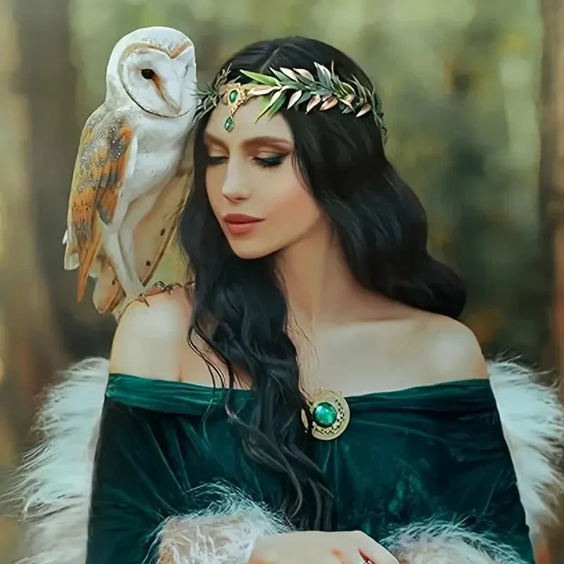 Coiffure couronne de feuilles de fée de la forêt enchantée – Accessoire de costume délicat pour femme pour cosplay princesse elfe d'Halloween