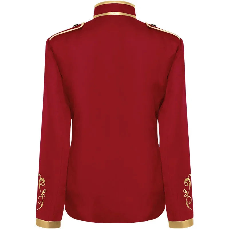 Costume à fleurs brodées pour hommes, Style britannique, blanc/bleu/rouge, manteau de fête de danse de mariage, robe de spectacle sur scène de chanteur, Blazer