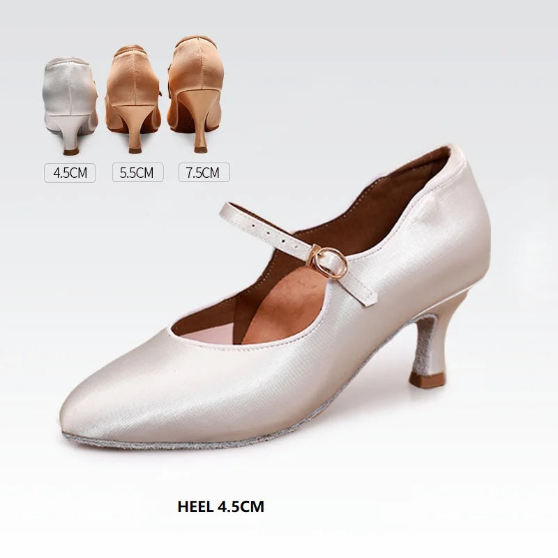 Chaussures de danse modernes pour femmes, baskets Standard en Satin à semelles souples, chaussures d'entraînement pour salle de bal, valse, Tango pour dames