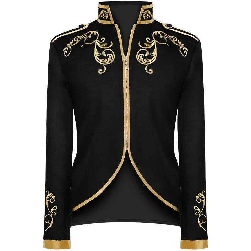 Costume à fleurs brodées pour hommes, Style britannique, blanc/bleu/rouge, manteau de fête de danse de mariage, robe de spectacle sur scène de chanteur, Blazer