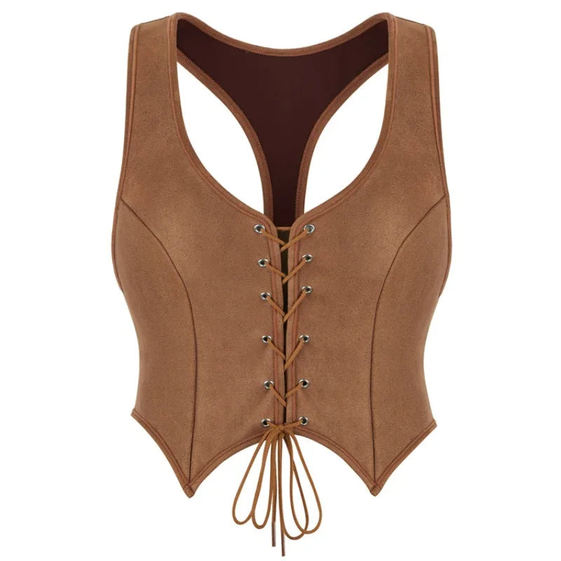 Corset en daim Vintage pour femmes médiévales, haut de Pirate victorien, gilet de dame, Costume de Cosplay Renaissance d'halloween