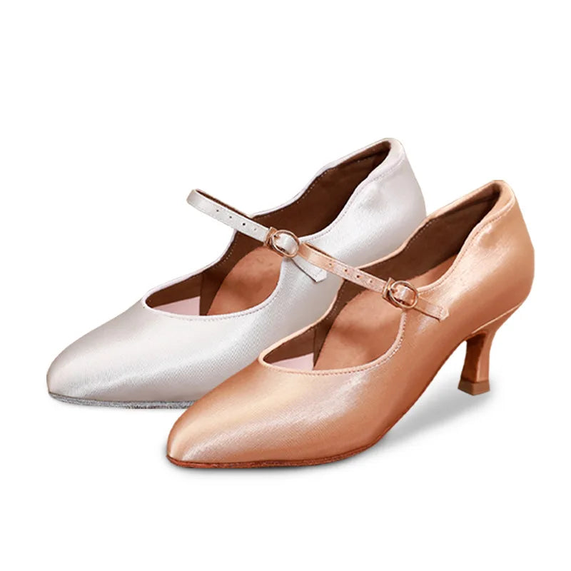 Chaussures de danse modernes pour femmes, baskets Standard en Satin à semelles souples, chaussures d'entraînement pour salle de bal, valse, Tango pour dames