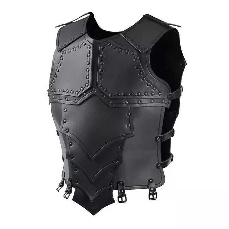 Steampunk – armure Viking réglable en Faux cuir, clôture équestre, poitrine et plaque arrière pour Costume de Cosplay d'halloween médiéval