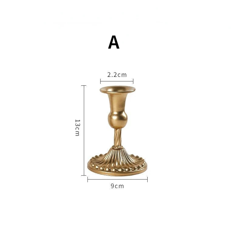 Kit de bougeoirs en laiton doré, 3 pièces, ensemble de bougeoirs décoratifs, support pour fête de mariage et salle à manger