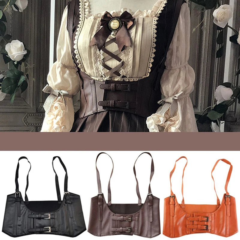 Ceinture de taille pour femmes, Corset sous le buste en cuir PU réglable, Punk Cummerbund, larges ceintures pour robe, Costume, cintré à la taille, 1 pièce