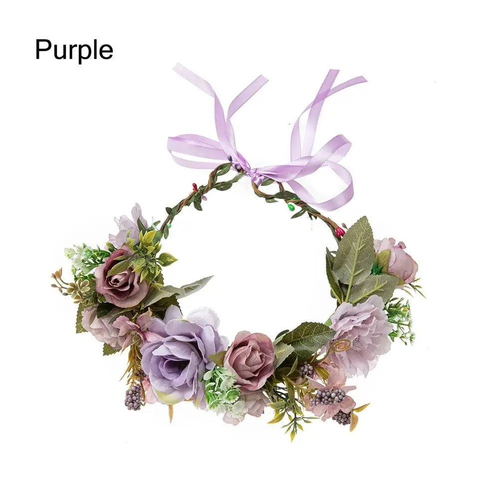 Couronne de fleurs pour femmes et filles, bande de sauna pour cuir chevelu vert, pièce de sauna, festival bohème, couronne de cheveux de mariage, accessoires photo, vêtements de sauna